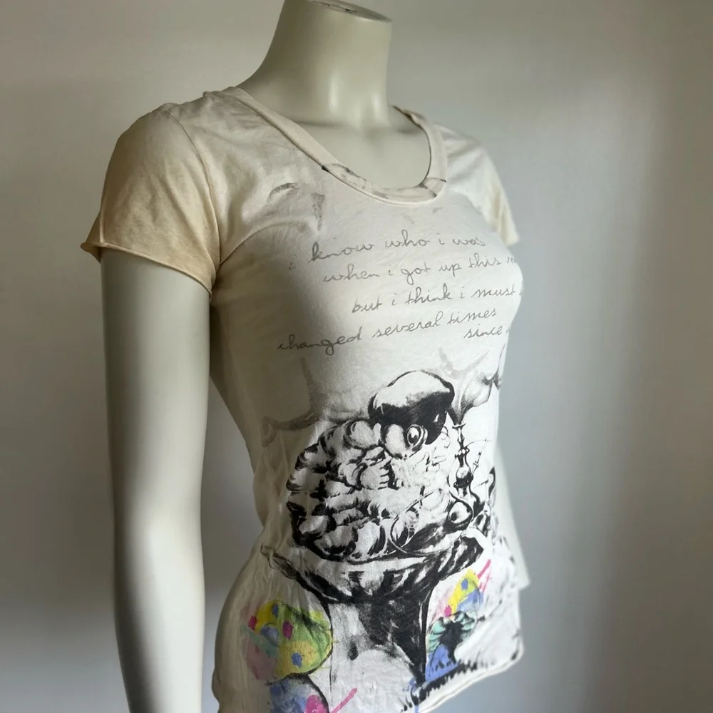Graphic Print Cream T-Shirt small